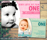 Sweets Treats Turning One Photo Invitations - Birthday Invites Boy Girl Joint Party Twins Unisex Printed Children's Kids Child ~ QUANTITY DISCOUNT AVAILABLE