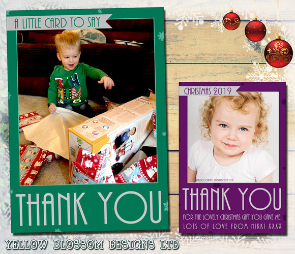 A Little Card Just To Say Personalised Folded Flat Christmas Thank You Photo Cards Family Child Kids ~ QUANTITY DISCOUNT AVAILABLE