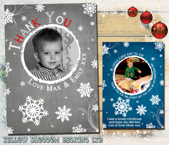 Cute Baby Personalised Folded Flat Christmas Thank You Photo Cards Family Child Kids ~ QUANTITY DISCOUNT AVAILABLE