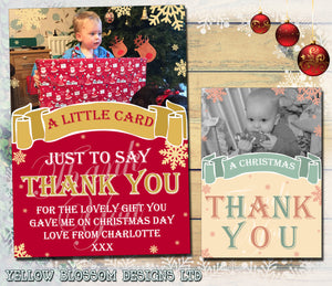 Big Thank You Personalised Folded Flat Christmas Thank You Photo Cards Family Child Kids ~ QUANTITY DISCOUNT AVAILABLE