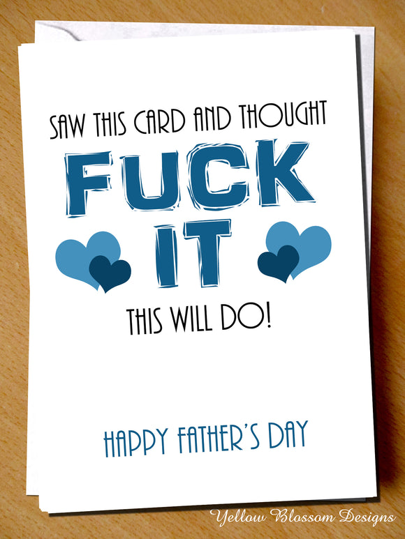 Funny Rude Fathers Day Card Dad For Him Joke Naughter Humour Cheeky This Will Do
