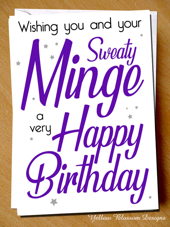 Funny Rude Birthday Card Wife Best Friend Daughter Sister Minge Mum Joke Cheeky