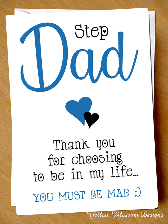 Funny Step Dad Birthday Father's Day Greeting Card Joke Daughter Son Stepdad Mad