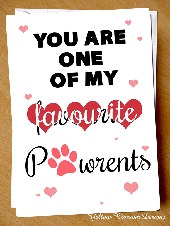 Favourite Pawrent Birthday Mothers Day Christmas Card Her Mum Stepmum Animal Pet Dog Cat