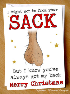 Funny Christmas Card Step Dad Son Daughter Stepdad Joke Banter Witty Him Xmas I Might Not Be From Your Sack But I Know You've Always Got My Back Merry Christmas … 
