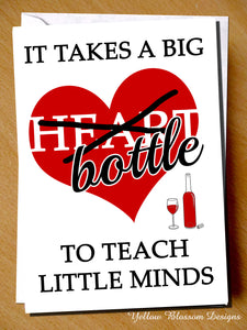 Funny Teacher Thank You Card Big Bottle Teaching Assistant Nursery Childminder