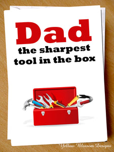 Funny Father's Day Greeting Card Sharpest Tool Son Daughter Step Child Joke Fun