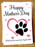 Cute Mothers Day Card From Cat Dog Pet Animal Four-Legged Child Funny Joke Love