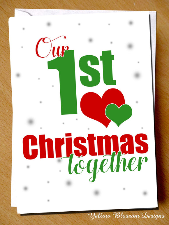 Cute Christmas Card Couple 1st Xmas Love Partner Boyfriend Girlfriend Couple Fun 