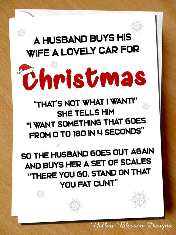 Christmas Card Funny Joke Husband Wife Partner Couple Friend Mum Dad Brother Sis