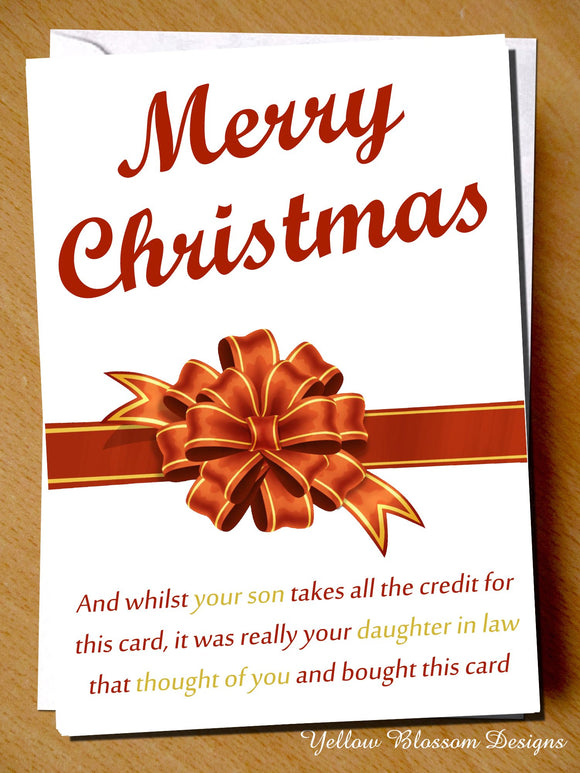 Funny Christmas Card Mum Son Daughter In Law Joke Hilarious Alternative Cheeky … 