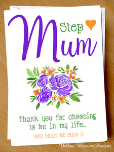 Funny Mothers Day Step Mum Stepmother Card Thank You Mad Child Partner Wife Love