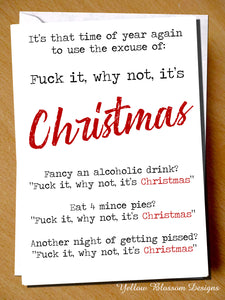 Funny Christmas Card Rude Him Her Friend Sister Brother Son Daughter 