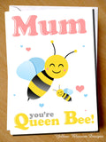 Mother's Day Greeting Card Birthday Queen Bee Step Mum Daughter Son Cute Love