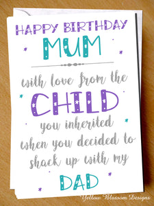 Birthday Card Funny Rude Banter Step Mum Shacked Up Dad Cheeky Hilarious Comedy - YellowBlossomDesignsLtd