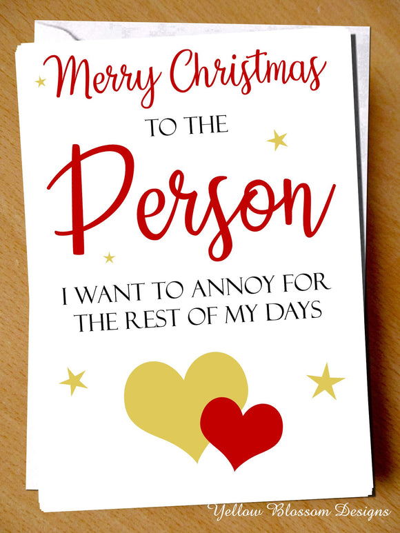 Funny Christmas Card Husband Wife Boyfriend Girlfriend Partner Couple Joke Love