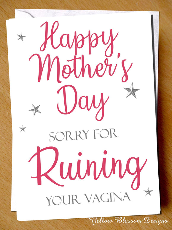 Funny Rude Mother's Day Card Mum Joke Witty Daughter Son Cheeky Blunt Novelty