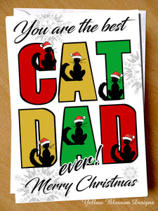 Best Cat Dad Merry Christmas ~ Animal Pet Cute ~ Greeting Card