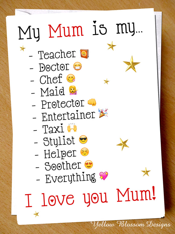 My Mum Is... Teacher Doctor Chef Maid Protector Everything Card