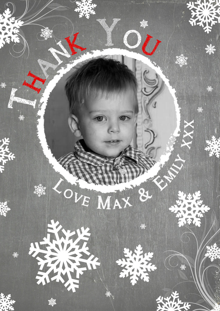 Cute Baby Personalised Folded Flat Christmas Thank You Photo Cards Fam