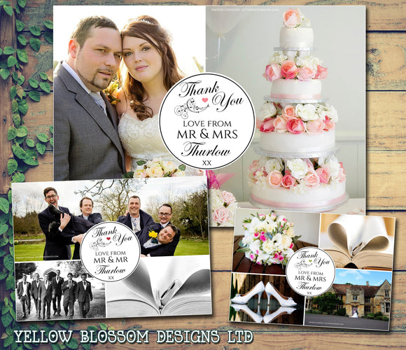 Montage Multiple Photos Personalised Wedding Thank You Cards ~ QUANTITY DISCOUNT AVAILABLE