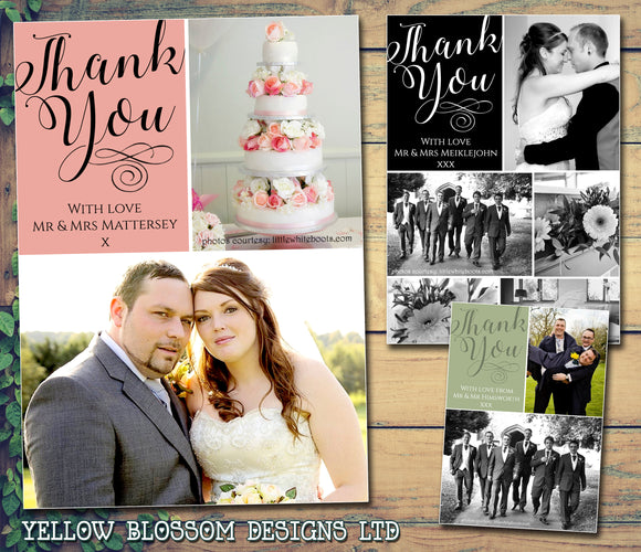 Cute Elegant Photo Personalised Wedding Thank You Cards ~ QUANTITY DISCOUNT AVAILABLE