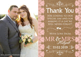Rustic Background Printed Lace Photo Personalised Wedding Thank You Cards ~ QUANTITY DISCOUNT AVAILABLE