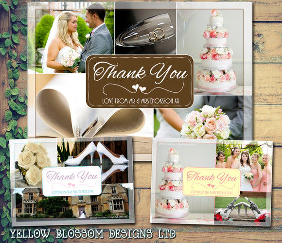Montage Of Photos Personalised Wedding Thank You Cards ~ QUANTITY DISCOUNT AVAILABLE
