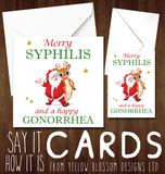 Funny Rude Christmas Greeting Card Merry Syphilis & A Happy Gonorrhea