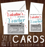 Naughty & Rude Valentine's Day Card Voucher ~ Blowjob ~ Husband, Boyfriend, Fiance
