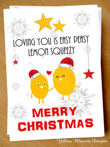 Cute Love Christmas Card Boyfriend Husband Girlfriend Wife Partner Fiancé Lover Loving You Is Easy Peay Lemon Squeezy