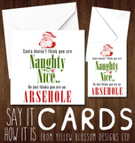 Insulting Christmas Card ~ Santa Thinks You Are A Cunt Arsehole Wanker Bellend Dick Idiot Twat