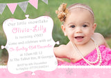 Our Little Snowflake Party Invitations - Boys Girls Joint Birthday Party Invites Twins Unisex Printed ~ QUANTITY DISCOUNT AVAILABLE