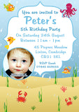 Under The Sea Photo Invitations - Birthday Invites Boy Girl Joint Party Twins Unisex Printed Children's Kids Child ~ QUANTITY DISCOUNT AVAILABLE