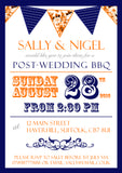 Adult Birthday Invitations Female Male Unisex Joint Party Her Him For Her - Funky Carnival Bunting Navy Orange ~ QUANTITY DISCOUNT AVAILABLE - YellowBlossomDesignsLtd