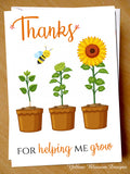 Teacher Thank You Card Mr Mrs Miss Teaching Assistant Nursery Childminder Grow