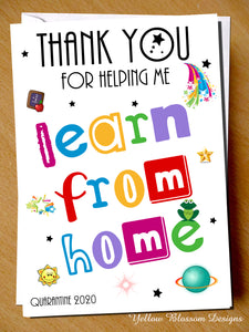 Teacher Thank You Card Teach From Home Assistant Nursery Childminder Learn 2020
