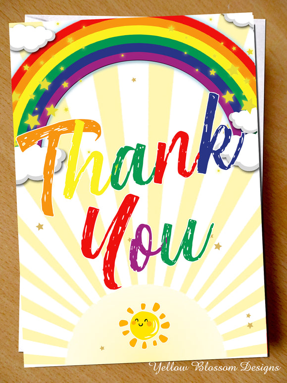 Thank You Card Front Line Hero NHS Carers Police Key Worker Teacher Nursery Kids