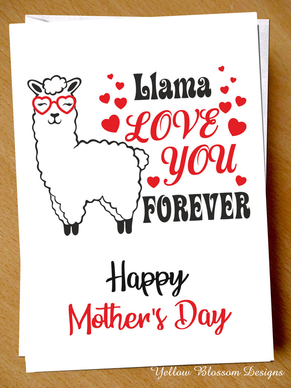 Lovely Mother's Day Card Mum Llama Kids Child Son Daughter Love Cute Mummy Baby Llama Love You Forever Happy Mothers Day … 