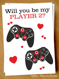 Valentines Card Partner Him Her Wife Husband Best Friend Anniversary Player 2 Gaming Station Will You Be Player 2? … 