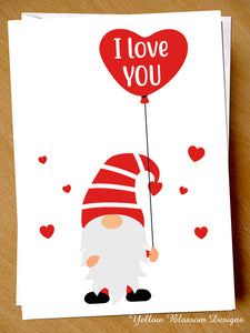 Valentines Card Cute Him Her Gnome Anniversary Birthday Friend Mum Dad Gonk Love I Love You … 