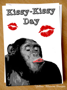 Funny Valentines Card Joke Monkey Partner Anniversary Cute Comical Kissy Kissy Day Monkey Comical Alternative Hilarious … 