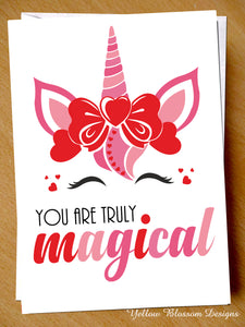 Valentines Card Anniversary Birthday Unicorn Partner Cute Him Her Son Daughter Fairytale You Are Truly Magical … 